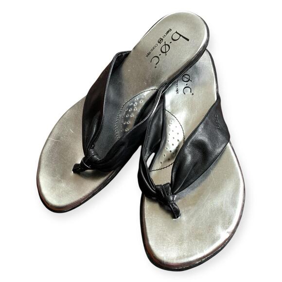 New! BOC Børn Concept Women's Sandals Shoes Size 6M Black Leather Flip Flop - Picture 5 of 7